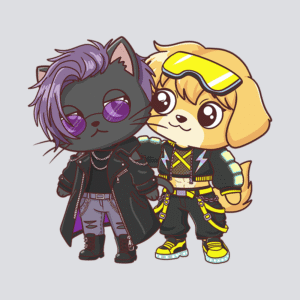 Personaje junto a Rue, uno de los personajes de Chiva and Friends